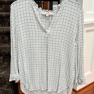 LOFT Black and White Checkered Blouse
